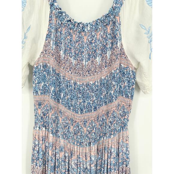 Fillyboo Free People Hummingbird Dress Maxi Floral Off The Shoulder Embroidered - Picture 8 of 16